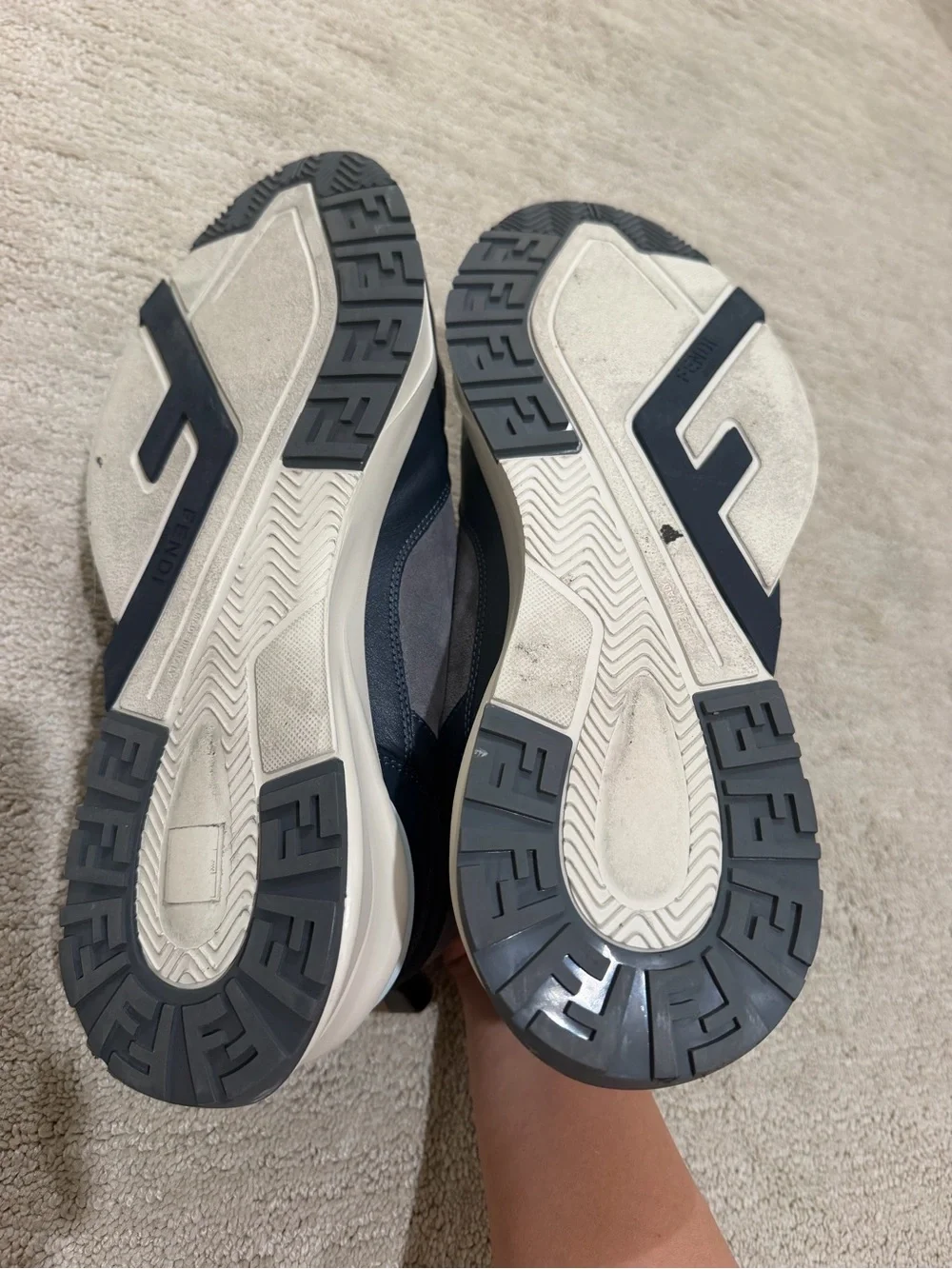 Fendi Flow Tonal Colorblocked Low-Top Sneakers in Blue/Grey Size 11